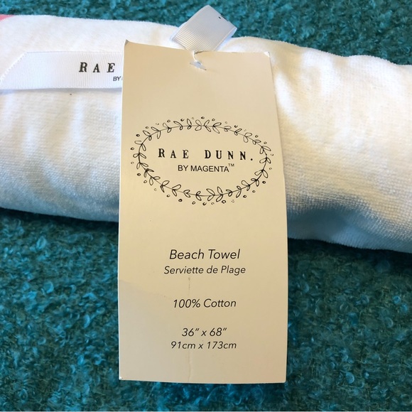 Rae Dunn “RESERVED” Pink Stripe Beach Towel - Picture 4 of 6